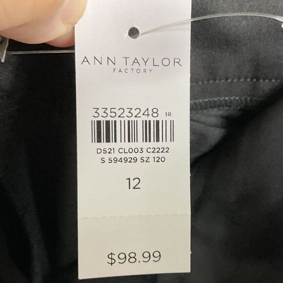 Ann Taylor Factory Mid-Rise Trouser Leg Full Length Pants, Size 12, Black, NWT - Picture 8 of 12